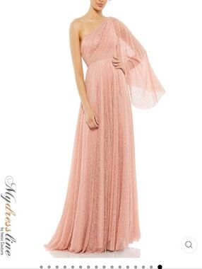 Mac Duggal 11244 Salmon One-Shoulder Rose Pink Evening Gown